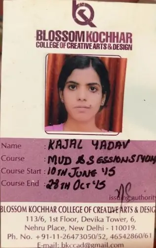 Blossom Kochhar Id Card for Kajal Yadav